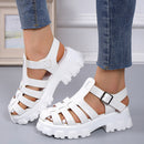 Women's Thick-soled Textured Sandals Weaving Hollow Loose