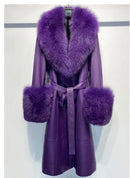 Slim-fit Leather Sheepskin Fox Fur Coat