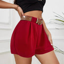 Simple Outdoor High Waist Lace Pleated Loose Casual Shorts