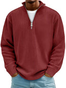 Casual Ribbed Stand Collar Zipper Corduroy Long Sleeve