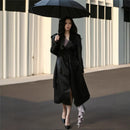 Black Windbreaker High-grade Long Tall PU Leather Jacket Overcoat