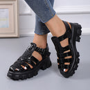 Women's Thick-soled Textured Sandals Weaving Hollow Loose