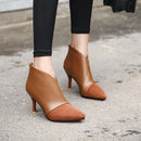 Fashion Simple And Versatile Pointed Toe Stitching Ankle Boots
