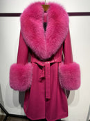 Slim-fit Leather Sheepskin Fox Fur Coat