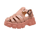 Women's Thick-soled Textured Sandals Weaving Hollow Loose