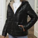 Brushed And Quilted Warm Hooded Cotton-padded Coat