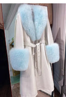 Slim-fit Leather Sheepskin Fox Fur Coat