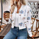 Elegant Women's Zip Floral Print Long Sleeve Jacket