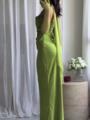 Elegant Pleated Suspender Maxi Dress
