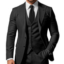 Men's Solid Color 2-piece Buckle Casual Jacket Vest Pants Set