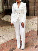 New High-waisted Solid Color Small Suit Long-sleeved Pants Suit Temperament Commuter Suit