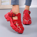Women's Thick-soled Textured Sandals Weaving Hollow Loose