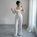 Elegant High-end Long-sleeved Shirt And Trousers Two-piece Set For Women