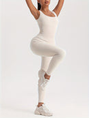 4 Pack Women's Square Neck Tank Shaping Jumpsuit - Ribbed, Tummy Control & Butt Lifting