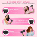 1Pc 1800W Hair Dryer Portable Compact Hair Blow Dryer With Cool Warm Hot Wind With Diffuser Concentrator Comb Nozzle ALCI Plug Overheat Protection For Women Man Straight Curly Hair
