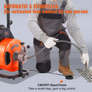 Drain Cleaner Machine Sewer Auger Auto Feed With 4 Cutter & Air-activated