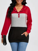 Women's Contrast Color 3-Panel Hooded Sweatshirt