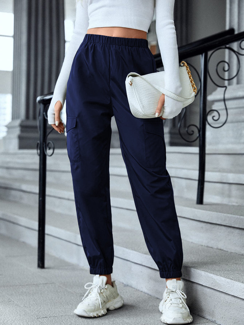 Multi-Color Casual Working Pants Multi-pocket Skinny Pants