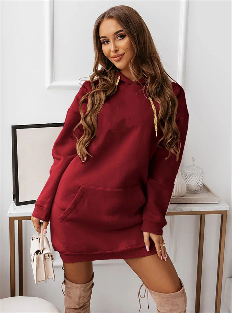 Solid Color Casual Sports Hoodie Sweatshirt