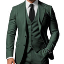 Men's Solid Color 2-piece Buckle Casual Jacket Vest Pants Set
