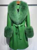 Slim-fit Leather Sheepskin Fox Fur Coat