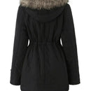 European And American Hooded Drawstring Slim Casual Jacket Coat For Women Mid-length