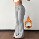 Padded Fleece Trousers High Waist Pure Color Sweatpants