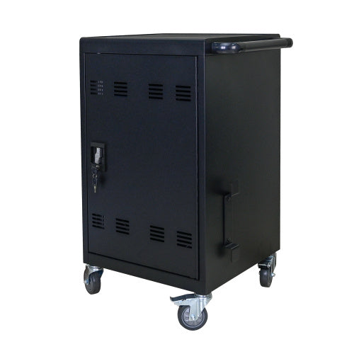 Tablet Laptop 32-bit-Plastic Device Basket Device For Mobile Charging Trolley- Includes Cable Management Dividers, Cable Clips, Storage Compartment, And Removable Doors  Black