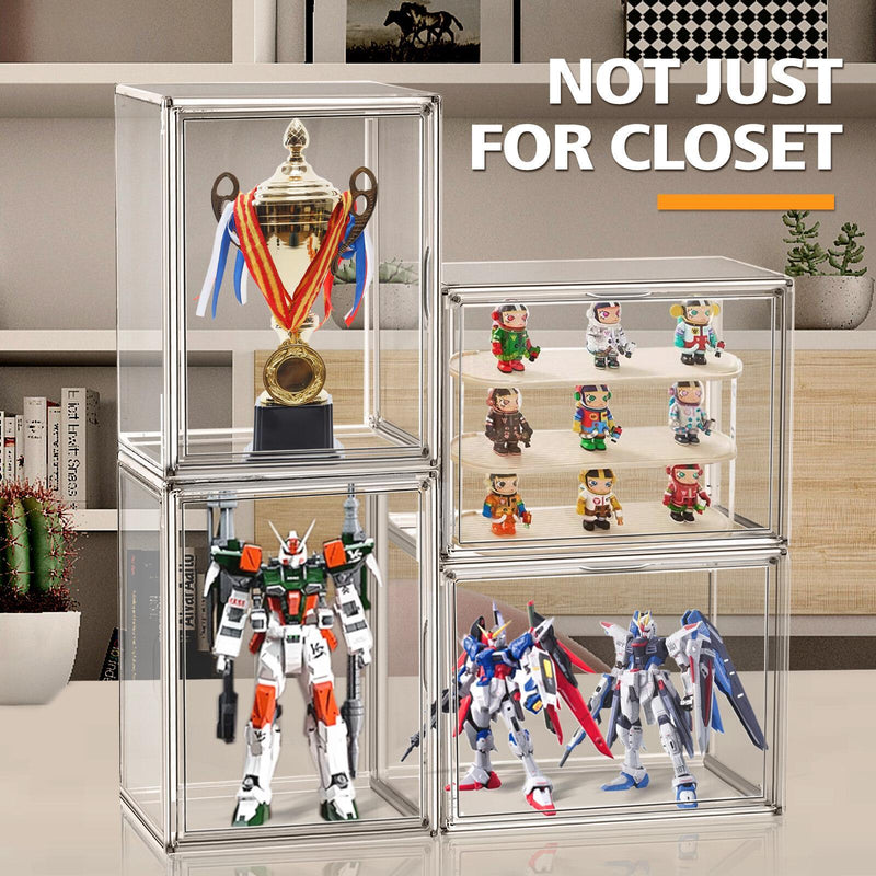 4 Oversized Acrylic Closet Purse Organizers With Lids Transparent Stackable Handbag Display And Shoe Box Storage