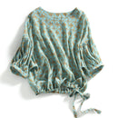 Women's Cropped Lantern Sleeve Floral Top