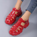 Women's Thick-soled Textured Sandals Weaving Hollow Loose