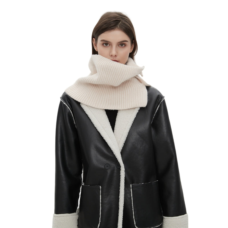 European And American Winter Korean Style Wool Solid Color Clip Flower Shaped Button Knitted Scarf