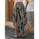 Women's High Elastic Waist Midi Skirt Casual Summer Trendy Tie Front Flowy Floral Print Beach Long Skirt