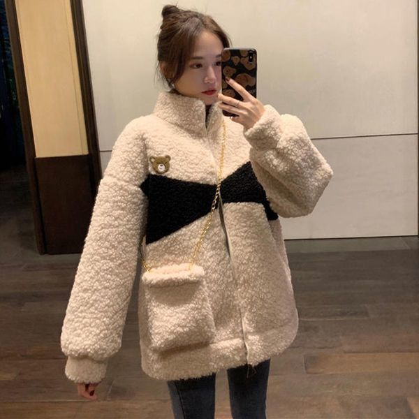 Lamb Wool Fleece-lined Thickened Overcoat Jacket