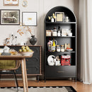 Metal Arched Bookshelf, Accent Arch Kitchen Pantry Cabinet With Drawer For Home Office Bar Living Room Farmhouse Black