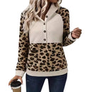 Leopard Print Sleeve Stitching Hooded Long-sleeved Sweatshirt