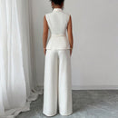 Solid Color Vest Straight-leg Trousers Suit For Women
