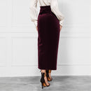 New Solid Color Twisted Skirt Temperament Commute Autumn And Winter Split Velvet Dress