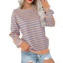 Striped Contrast Color Round Neck Trendy Long-sleeve