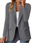 Fashion Casual Women Blazer Long-sleeved Solid Color Casual Cardigan Small Suit Jacket For Women Elegant Office Lady Outerwear