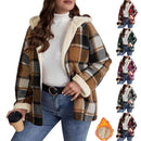 Plaid Printed Coat Fleece-lined Thickened Composite Hooded