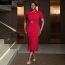 European And American Elegant Fashion Style Lapel Short Sleeve Dress