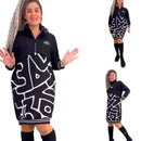 Women's Casual Dress Fake Two-piece Printing Slim Fit Long Dress