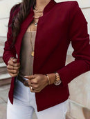 Fashion Solid Color Stand Collar Long Sleeve Women's Clothing Jacket