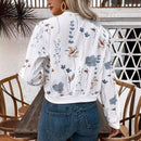 Elegant Women's Zip Floral Print Long Sleeve Jacket