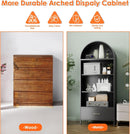 Metal Arched Bookshelf, Accent Arch Kitchen Pantry Cabinet With Drawer For Home Office Bar Living Room Farmhouse Black