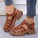 Women's Thick-soled Textured Sandals Weaving Hollow Loose