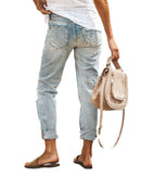 Autumn Street Hipster Trousers Ripped Washed Straight-leg Pants Women's Jeans