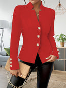 Elegant Fashion Casual Double Buckle Solid Color Long Sleeve Suit