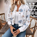 Elegant Women's Zip Floral Print Long Sleeve Jacket
